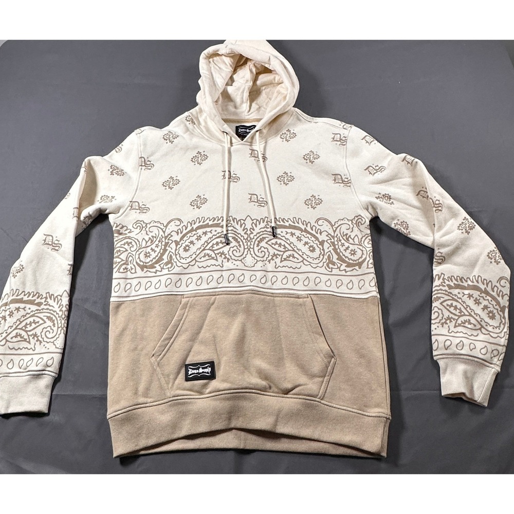 Dogg‎ Supply by Snoop Dogg Mens Paisley Bandana Hoodie Cream Tan XS RN167813